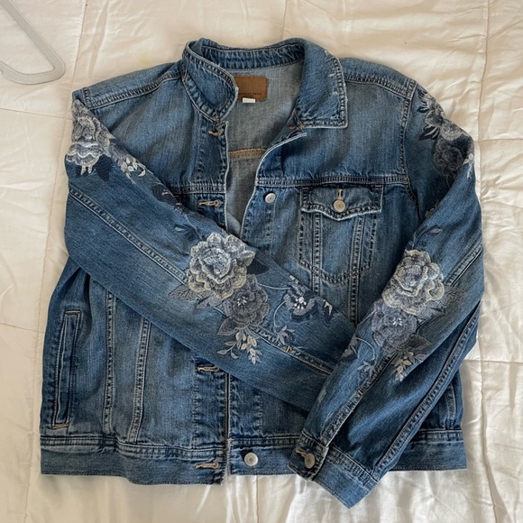 Vintage American Eagle Embroidered Denim Jacket Floral - Picture 4 of 6